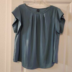Denim Blue 1XL Short Sleeve Blouse Shein